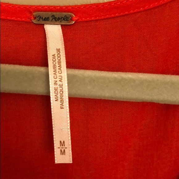 Free People Red Button Down Tunic Top Size M - Picture 3 of 6